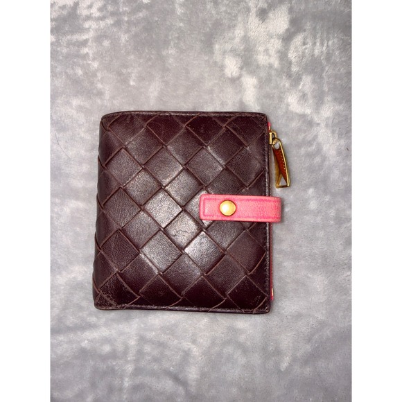 Bottega Veneta Handbags - Bottega‎ Veneta Intrecciato Leather Bifold Wallet Brown Pink Made in Italy